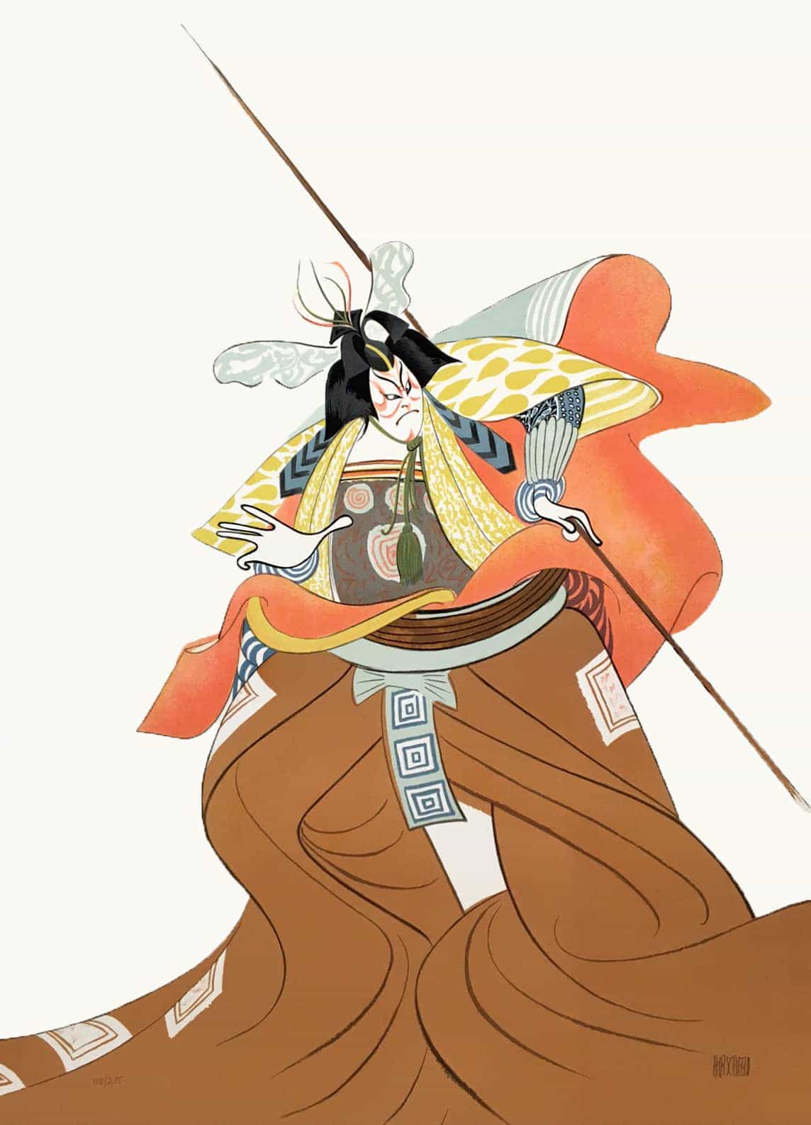 Kabuki - Shibaraku by Al Hirschfeld