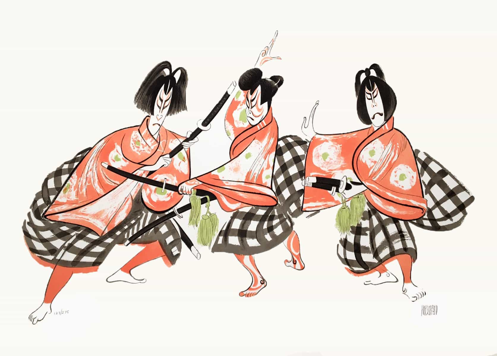 Kabuki - Sugawara by Al Hirschfeld
