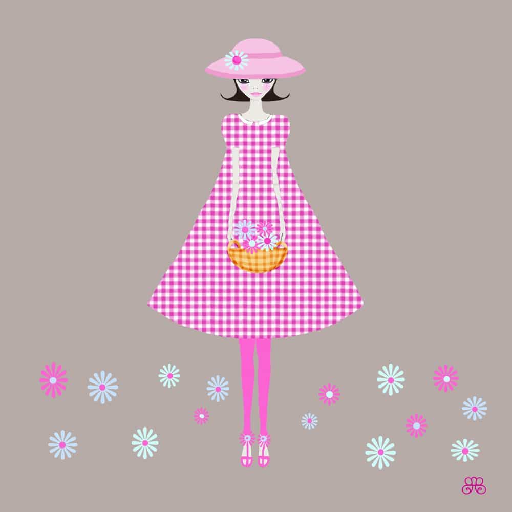 Pink Check Dress by Janet Spiegel 