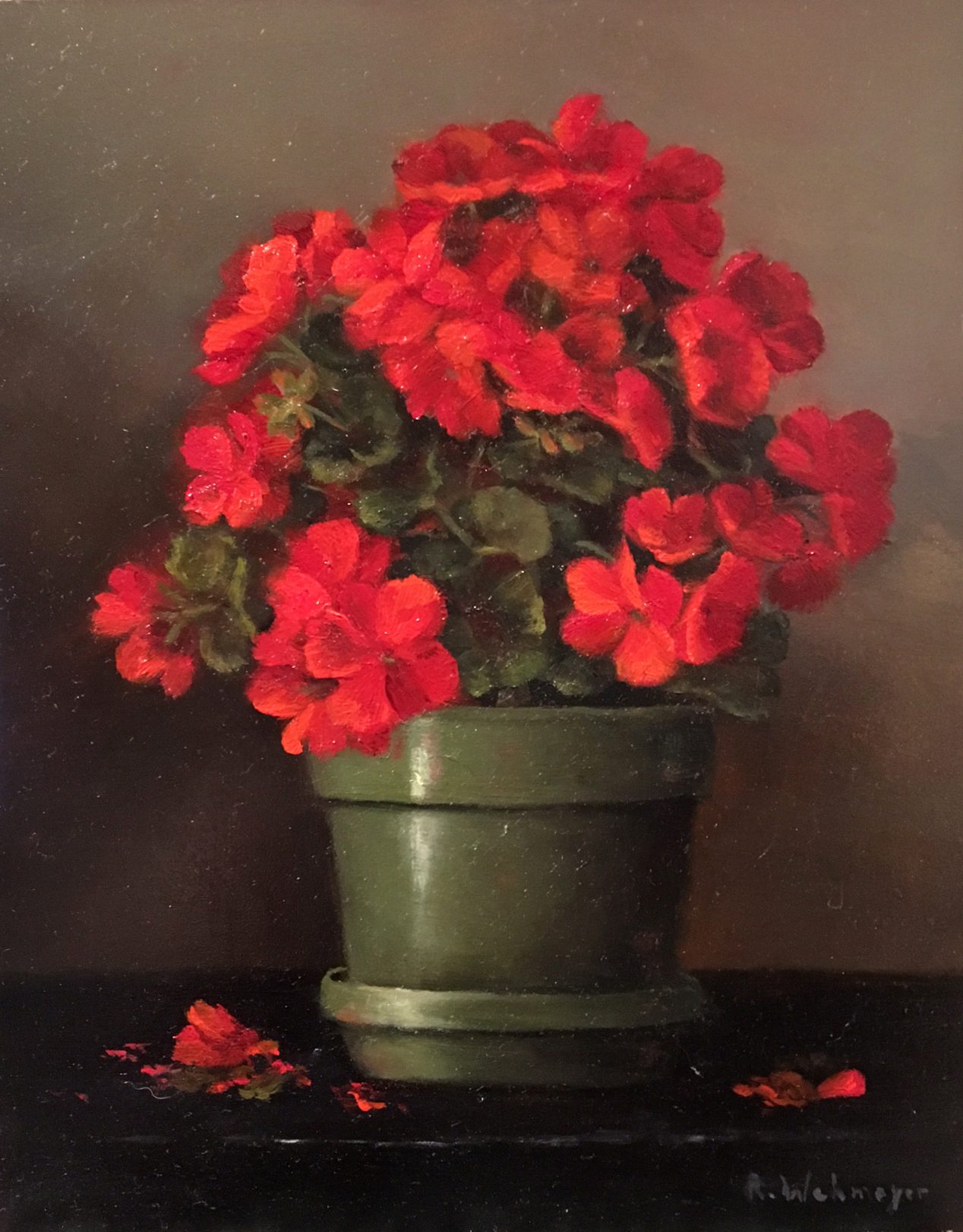 Red Geraniums Painting