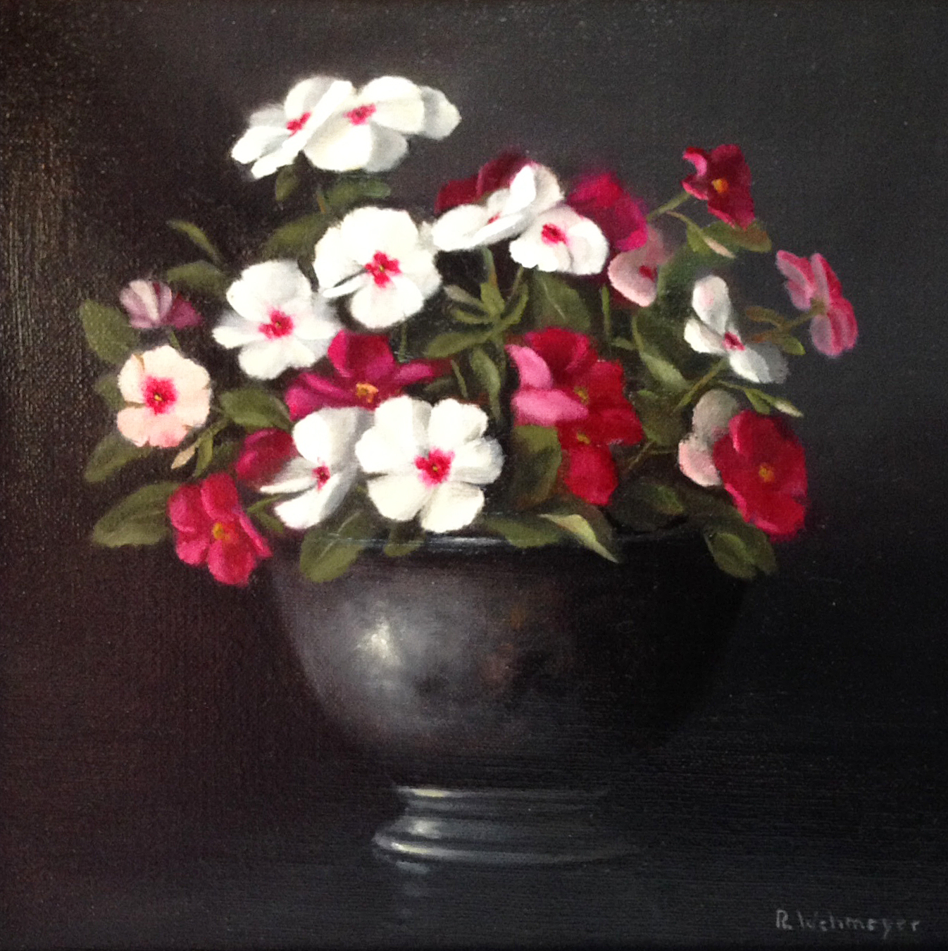 Red & White Vincas Painting